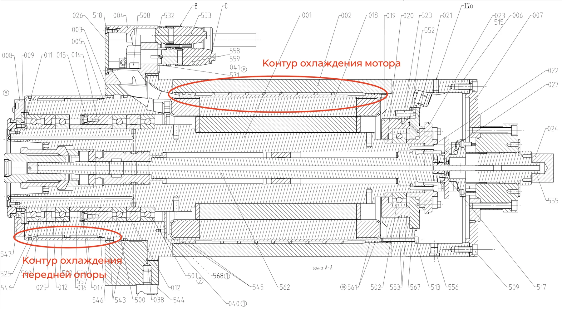Расположение нескольких контуров в шпиндельном узле Weiss