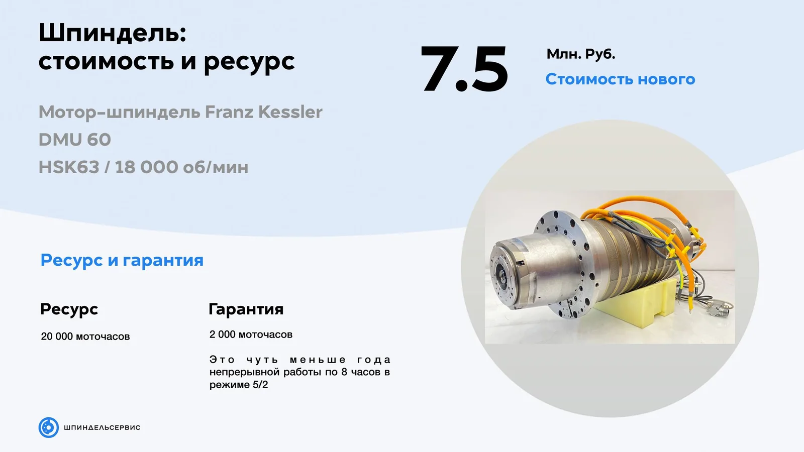 Стоимость и заявленный ресурс мотор-шпинделя